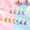 Flower 304 Stainless Steel Glass Seed Beads Dangle Earrings EJEW-MZ00470-1