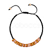 Natural Wood Disc Braided Bead Bracelet IP6266-2-1