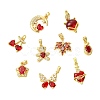 9Pcs Brass Micro Pave Cubic Zirconia Pendants KK-CJ0003-99-8