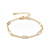 Rectangle Cubic Zirconia Chain Bracelets BJEW-G654-02G-02-1