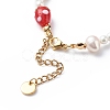 3D Lampwork Strawberry & Shell Pearl Beaded Bracelet for Women BJEW-TA00174-5