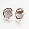 Brass Micro Pave Cubic Zirconia Stud Earring Findings ZIRC-G123-02C-B-1