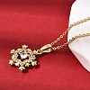 Christmas Snowflake Brass Micro Pave Cubic Zirconia Pendants Necklaces NJEW-L468-01G-A01-3