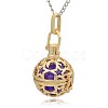 Golden Tone Brass Hollow Round Cage Pendants KK-J226-04G-2