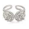 304 Stainless Steel Cubic Zirconia Open Cuff Ring for Women RJEW-S406-05P-01-2