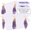 16Pcs Raw Rough Natural Amethyst Copper Wire Wrapped Pendants PALLOY-AB00104-2