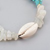 Synthetic Turquoise(Dyed) & Natural White Moonstone Chip Braided Bead Bracelets BJEW-JB04080-03-2