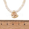 Brass Enamel Pink Rocking Horse Pendant Natural Cultured Freshwater Pearl Beaded Necklaces for Women NJEW-JN06163-4