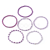 6Pcs Glass Seed & Brass Beaded Stretch Bracelets Set BJEW-JB09538-01-3