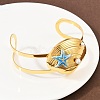 Shell Shape 304 Stainless Steel Enamel Cuff Bangles for Women BJEW-A049-04B-G-2