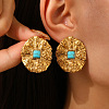 304 Stainless Steel Synthetic Turquoise Stud Earrings FS-WG01727-13-1