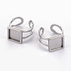 Non-Tarnish 201 Stainless Steel Cuff Pad Ring Settings X-STAS-S080-041A-P-5