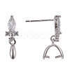 Rhodium Plated 925 Sterling Silver Stud Earring Findings STER-F048-34P-3