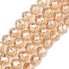 Electroplate Transparent Glass Beads Strands GLAA-H040-01E-1