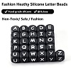 20Pcs Black Cube Letter Silicone Beads 12x12x12mm Square Dice Alphabet Beads with 2mm Hole Spacer Loose Letter Beads for Bracelet Necklace Jewelry Making JX433K-3