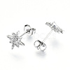 Brass Micro Pave Clear Cubic Zirconia Stud Earrings EJEW-T046-28P-NF-2