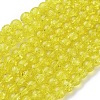 Yellow Crackle Glass Round Beads Strands X-CCG-Q001-8mm-04-2