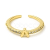 Clear Cubic Zirconia Initial Letter Open Cuff Ring RJEW-H120-09G-A-2
