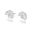 Brass Cubic Zirconia Stud Earring Findings LS-EJEW-E257-05P-1