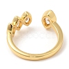 Rack Plating Brass Pave Clear Cubic Zirconia Open Cuff Rings for Women X-RJEW-Q770-31G-2