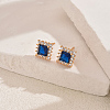 Brass Micro Pave Cubic Zirconia Square Stud Earrings VN1911-2