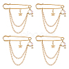 4Pcs Moon & Star Alloy Rhinestone Hanging Chain Brooch JEWB-FG0001-84B-1