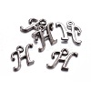 Gunmetal Plated Alloy Letter Pendants PALLOY-P097-03-H-2