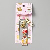 Japanese Maneki Neko Brass Bell Pendant Keychain KEYC-WH0036-13LG-03-5