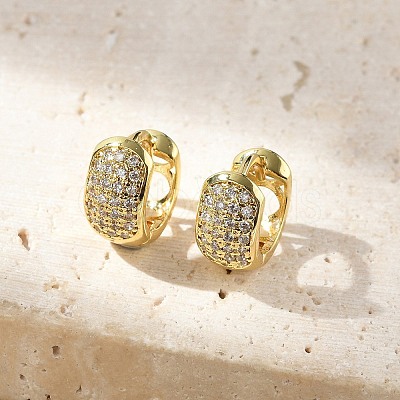 Brass Micro Pave Clear Cubic Zirconia Hoop Earrings EJEW-D311-103G-1
