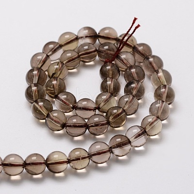 Natural Smoky Quartz Round Beads Strands G-E329-10mm-38-1