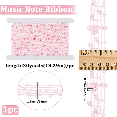 20 Yards Polyester Musical Note Lace Trim Ribbon OCOR-GF0004-44D-1