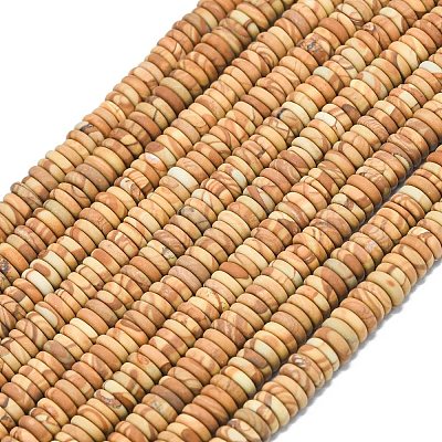Frosted Natural Wood Lace Stone Wooden Jasper Beads Strands G-K389-C02-01A-1