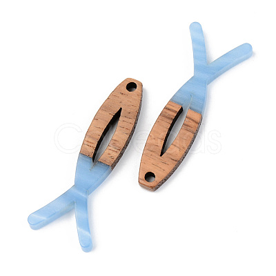 Opaque Resin & Walnut Wood Pendants X-RESI-S389-019A-C01-1