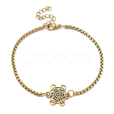 201 Stainless Steel Popcorn Chain Bangles for Women BJEW-M044-02G-1