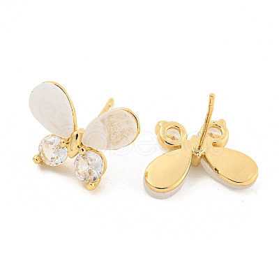 Brass Micro Pave Cubic Zirconia Stud Earring EJEW-P269-25KCG-1