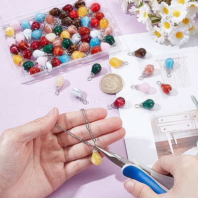 80Pcs Imitation Gemstone Acrylic Pendants PALLOY-HY00100-1