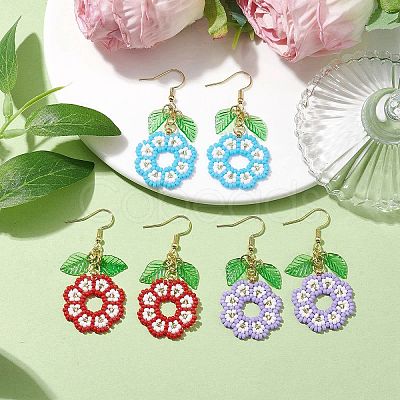 3 Pairs Handmade Seed Beads Dangle Earrings EJEW-MZ00143-1