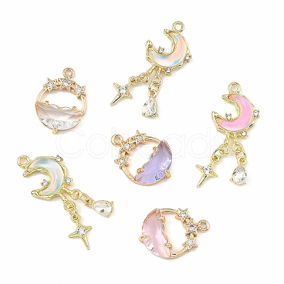 2Pcs 2 Styles Alloy Glass Pendants FIND-YW0010-32A-1