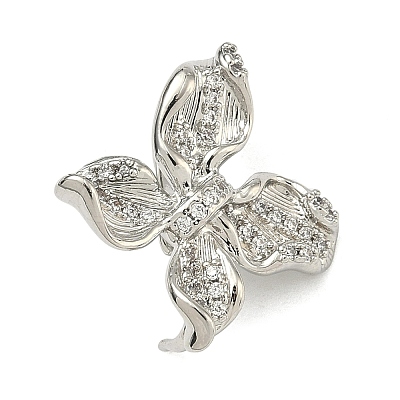 Flower Brass Micro Pave Cubic Zirconia Enhancer Shortener Bails KK-F934-07C-P-1