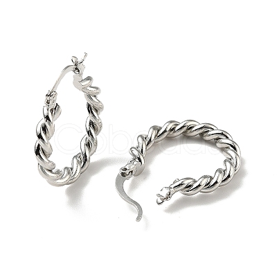 Brass Twist Rope Hoop Earrings for Women EJEW-A070-16P-1