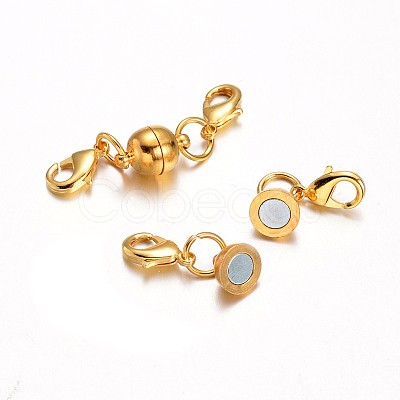 Eco-Friendly Round Brass Magnetic Clasps X-KK-I603-03G-15x10-1