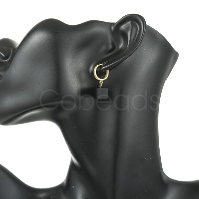 Natural Banded Agate(Dyed & Heated) Hoop Earrings EJEW-JE07035-1