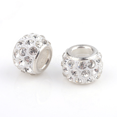 Polymer Clay Rhinestone European Beads CPDL-S007-05-1