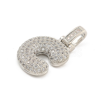 Brass Micro Pave Clear Cubic Zirconia Pendants KK-B099-01P-C-1