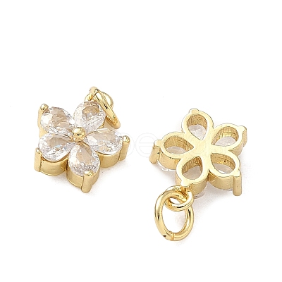 Brass Micro Pave Clear Cubic Zirconia Charms KK-F930-02G-1