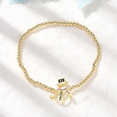 Christmas Brass Micro Pave Cubic Zirconia Link Bracelets BJEW-K289-01A-G-1