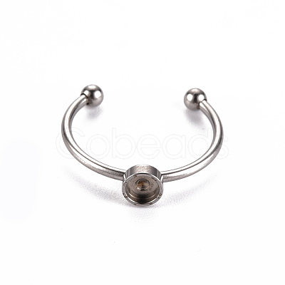 Non-Tarnish 201 Stainless Steel Cuff Pad Ring Settings X-STAS-S080-042A-P-1