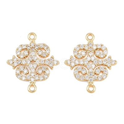 Brass Micro Pave Clear Cubic Zirconia Connector Charms CU-CBA7BFE-03F-G-1