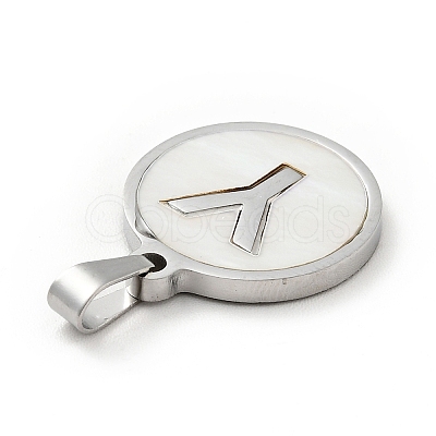 304 Stainless Steel with White Shell Pendants STAS-G268-01Y-P-1