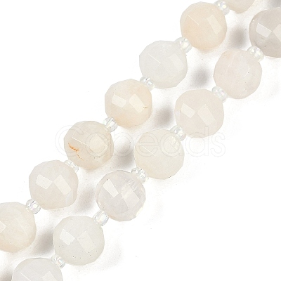 Natural White Moonstone Beads Strands G-G182-B09-05-1